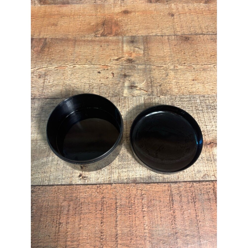 Japanese Lacquered Bamboo (6) Black Coasters Round Box Gold Bamboo Design - Picture 4 of 11